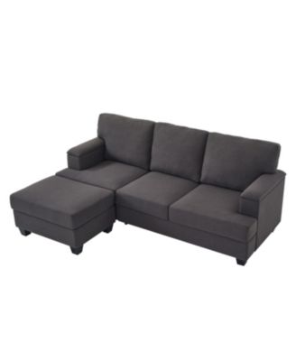  86" L-Shaped Sectional Sofa with Ottoman & Armrest Organizer - Dark Gray