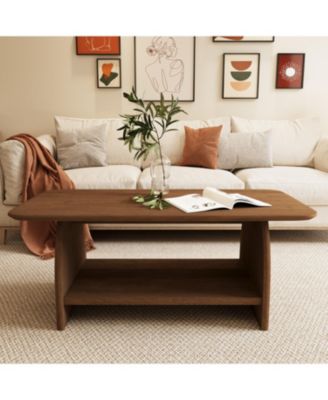 Modern 47" Double-Layer Coffee Table with Storage