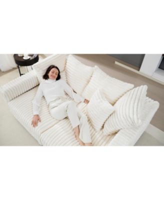 Plush Corduroy 4-Seat Sofa, Modern Comfy Cloud Couch