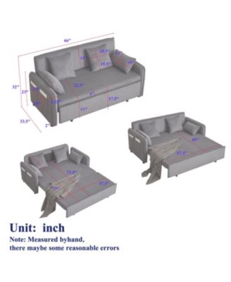 66" Sleeper Sofa Bed 3-in-1 Pullout, Corduroy, Beige