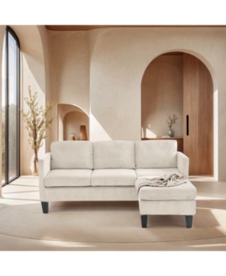 L-Shaped Corduroy Sofa- Modern Design, Easy Assembly