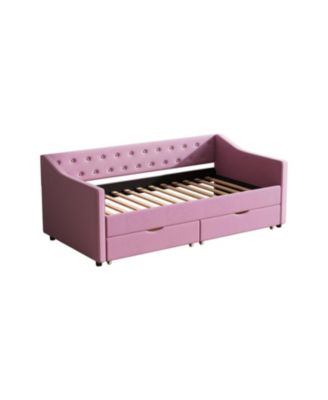 Twin Upholstered Tufted Arms & Storage Drawers Daybed