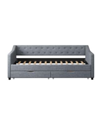 Twin Daybed with Drawers, Tufted Sofa Bed - Light Grey