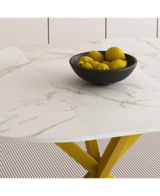 Round Extendable Dining Table, Carbon Steel Base (4-6 Seater)