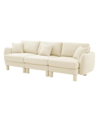 Boucle 3-Seater Sofa with Shell Armrests