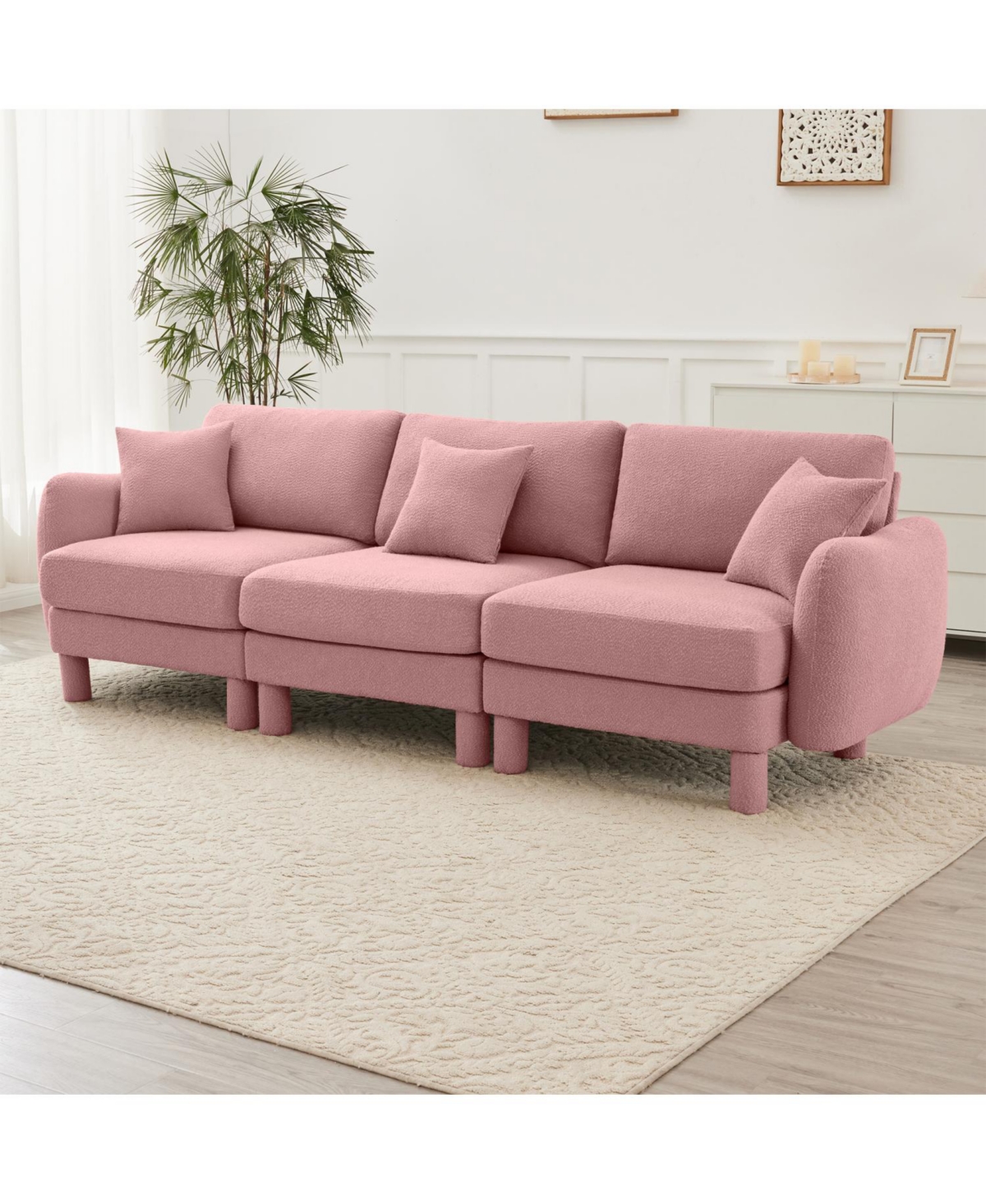 Streamdale Furniture + 3-Seater + Boucle + Shell Armrests + Sofa