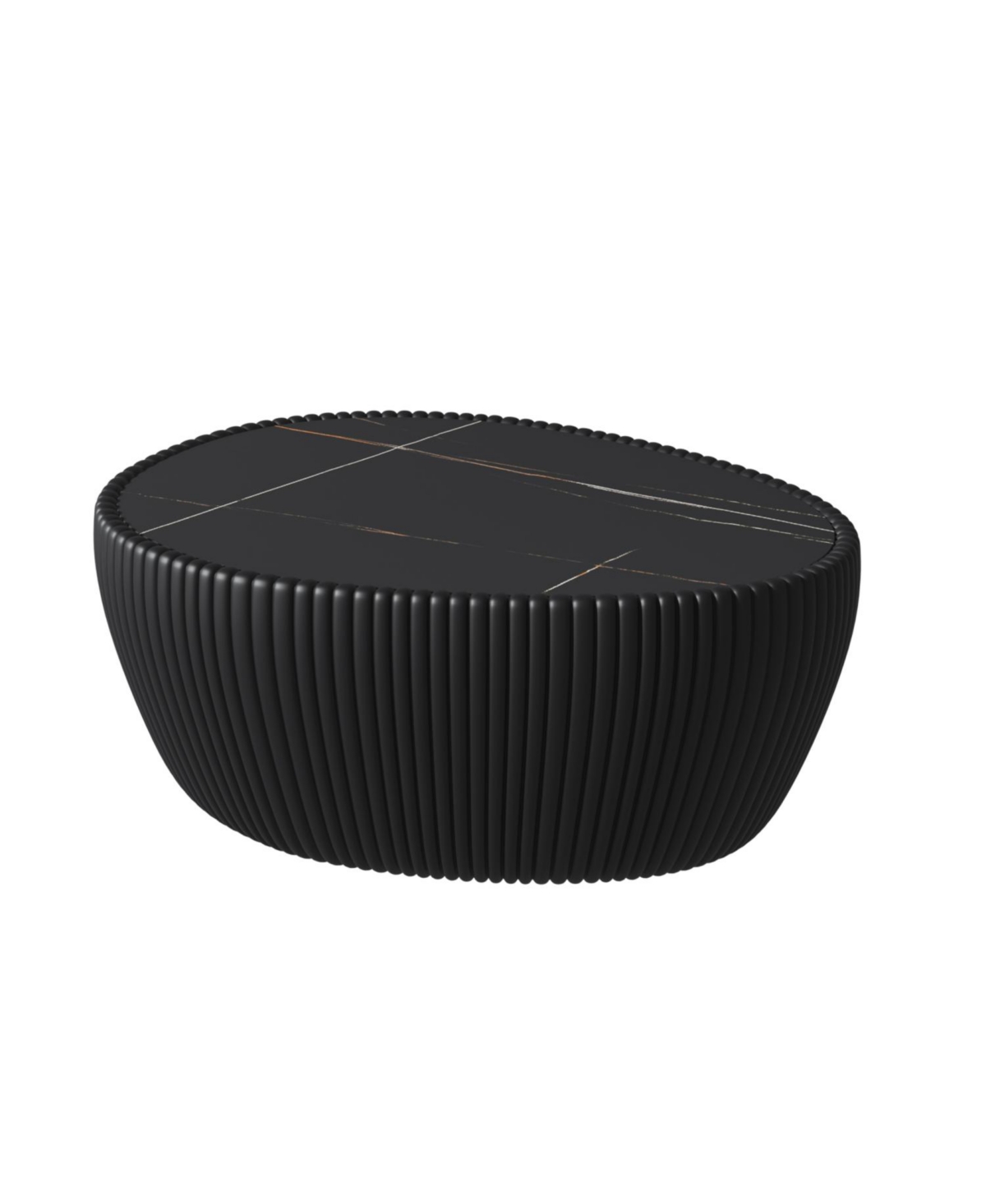 Streamdale Furniture Black Marble Top Leather Coffee Table