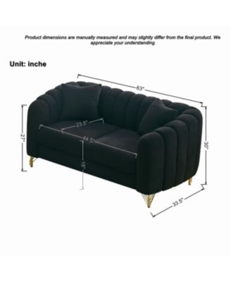 63" Chenille Loveseat Sofa - Modern Tufted Couch with Gold Legs