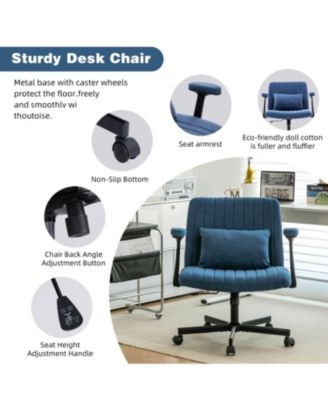 Modern Linen Blue Criss Cross Armrest Office Chair - Product Details