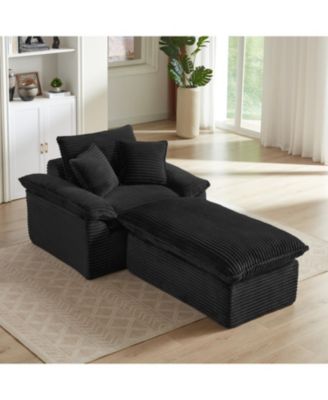 Streamdale Modern Cushioned Sofa with Footrest - Black