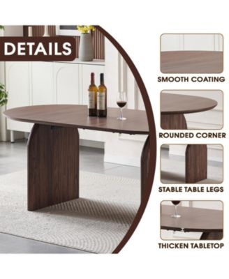 Streamdale Modern Oval Wooden Dining Table - Double Column Design