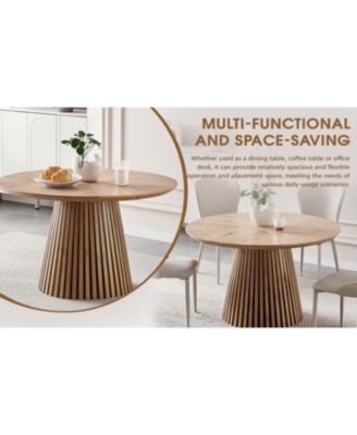Modern Round Wooden Dining Table - Space Saving