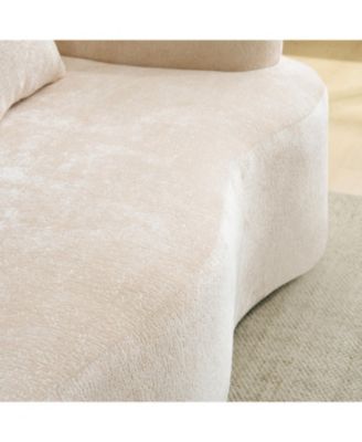 Chenille L-Shape Sectional Sofa with Curved Chaise