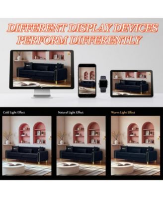 Modern Plush 3-Seater Sofa with Pillows & Metal Legs