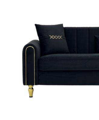 Modern Plush 3-Seater Sofa with Pillows & Metal Legs