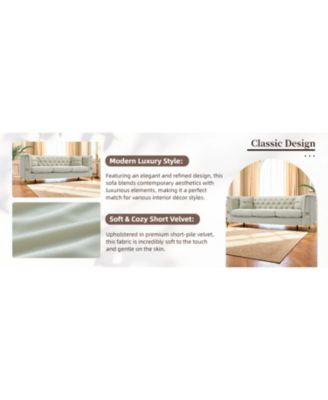 Cream Velvet Tufted Sofa Set - Modern Comfort & Style