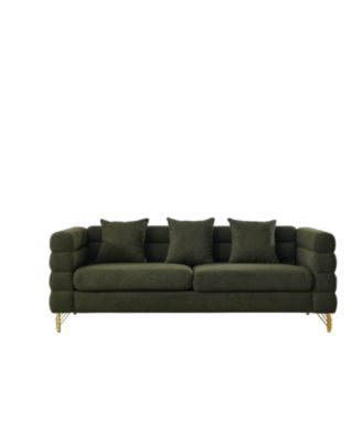 81" Oversized 3-Seater Sectional Sofa, Green Teddy