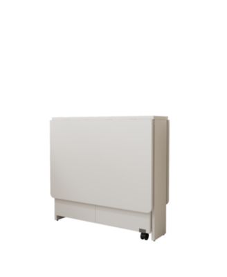 Foldable 51.18" white table for small families display or home use.