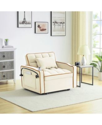 Sofa Bed with Adjustable Back, USB Port, Wheels