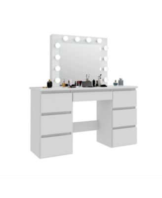 Streamdale Large White Vanity Tables with Mirror and Light