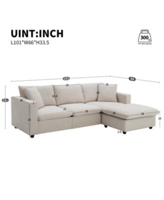  Modern Sectional Sofa, Cloud Couch with Ottoman