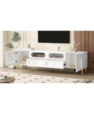 78.8" Retro TV Stand - Media Console w/ Cabinets & Drawers