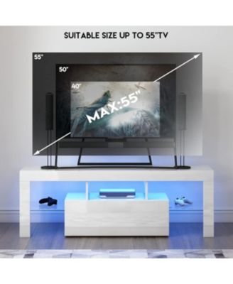 Modern LED TV Stand with Flip Door and High Gloss Finish