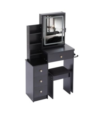 Streamdale Vanity Table, Stool, and LED Mirror with Power Station