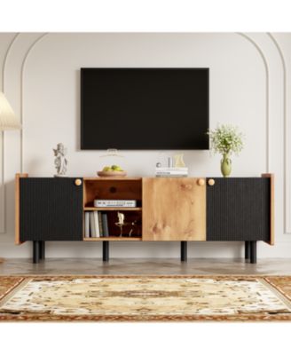  Mid Century TV Console 3 Cabinets, up to 70" TVs, Storage for Living/Bedroom