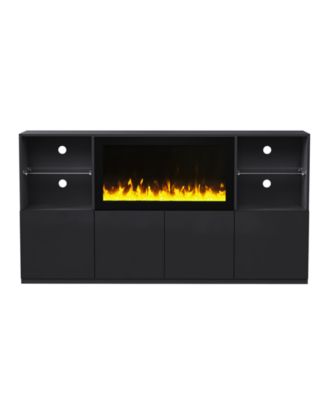Modern TV Stand with Electric Fireplace & LED Light