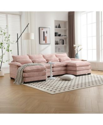  Chenille, high quality sponge filling, solid wood frame, oversized four-seater, U-shaped combination sofa