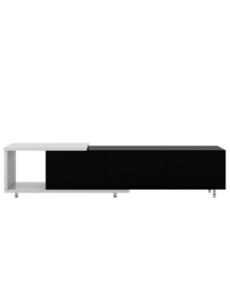 70.1"-100" Modern Stylish ExtendableTV Stand TV Cabinet for 80+inch TV, Black+White