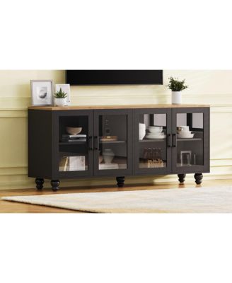 Streamdale Farmhouse TV Stand with Tempered Glass Doors for TVs up to 70