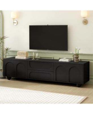 Arched Door TV Stand with Drawers for TVs up to 75", 5 Iron Legs