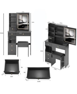 Compact Vanity Table with Touch Control LED Mirror (EPA, GCC, UL Certified