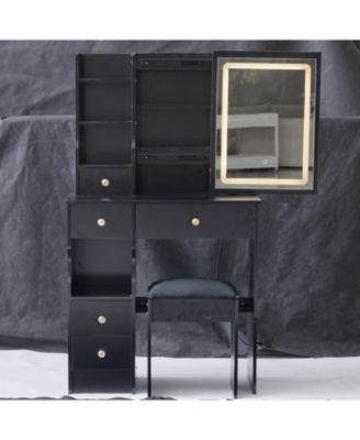 Compact Vanity Table with Touch Control LED Mirror (EPA, GCC, UL Certified