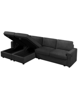 103.9" U-Shaped Sectional Sofa w/ Storage Chaise & USB