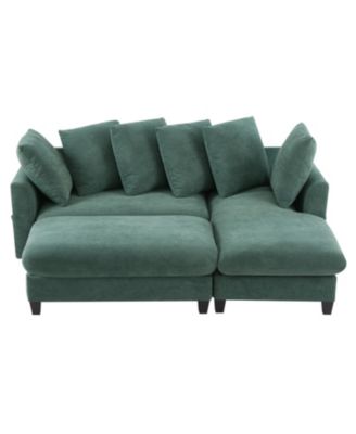 83" Sectional Sofa with Storage Ottoman & Pillows