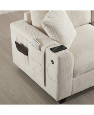 140" Modular Sectional Sofa w/ Ottoman Storage & USB