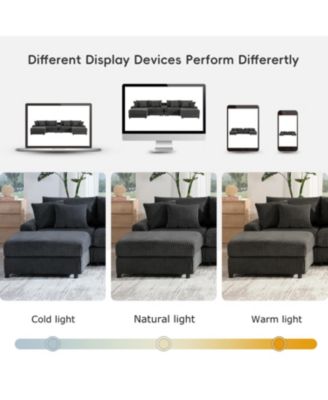 Sectional Sofa with Bluetooth USB Storage & Ottoman