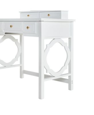 Compact Vanity Table with Reversible Mirror & Stool