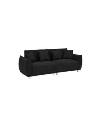 Black Teddy Fleece Sofa with 4 Pillows