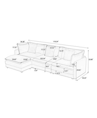 Chenille Cloud Modular Sofa (Orange 110" L-Shape)