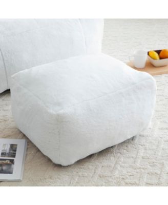 Giant Faux Fur Bean Bag Chair with Footstool