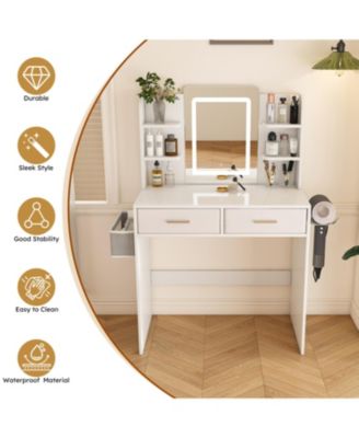 LED Vanity Mirror Dressing Table with Lights & Storage