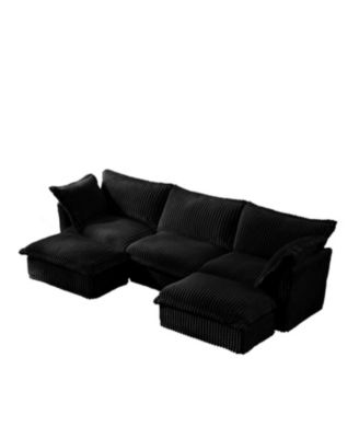 Slipcovered U Shape Sectional Sofa Black