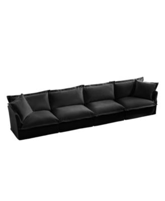 Slipcovered 4-Seater Extra Deep Chenille Sofa - Black