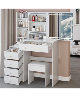 37" LED Mirror Vanity Table with Stool