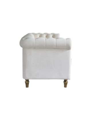 Chesterfield Velvet Sofa 84.65 inch for Living Room Beige Color