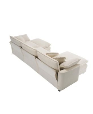 Corduroy Modular Sectional Sofa with Ottomans